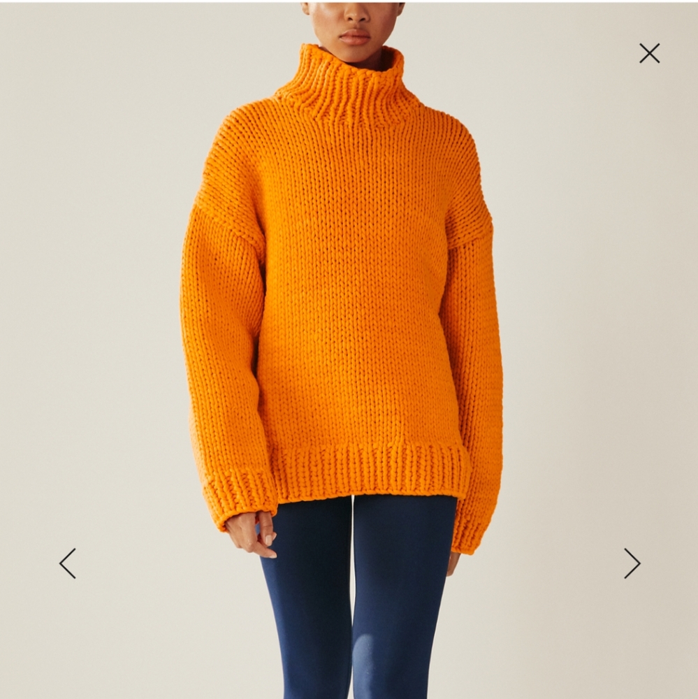Tory Burch Orange Hand Knit Turtleneck Sweater